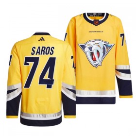 Nashville Predators tröja Juuse Saros 74 Adidas 2022-23 Gul Reverse Retro 2.0 Authentic - NHL Tröjor Herr